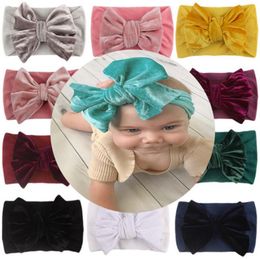Bow Headbands Solid Wide Nylon Turban Big Bows Baby Girls Head Wrap Elastic Toddler Headwear Hair Accessories 11 Colors DW6285