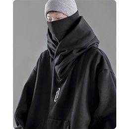 Autumn winter High collar hoodie loose comfortable Men's clothes Harajuku Hiphop streetwear Fleece hooded oversize Sweatshirt 220223