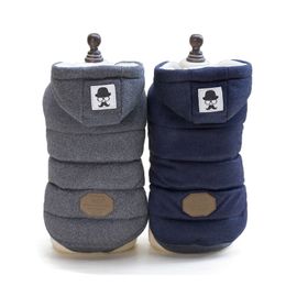 Hooded Dogs Coats Jackets Winter Cotton Thick Warm Chihuahua Puppy Costume Blue/Gray Pet Dog Clothes S-2XL 201127