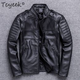Tcyeek Spring Autumn 100% Genuine Leather Jacket Men Winter Clothes 2020 Streetwear Moto Biker Natural Real Cow Leather Coat 820 LJ201029