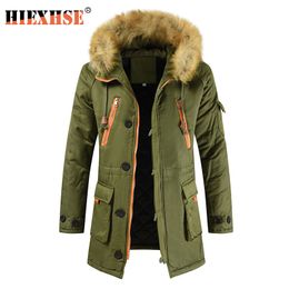 HIEXHSE Winter Jacket Men Parka Coat Brand Padded Artificial Fur Medium-long Thick Parkas Snowjacket Coat Warm Clothing 201114