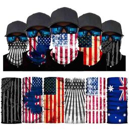 America Flag Printing Headband Bandanas Protective Mask Nec Magic Cycling Bandana Headwear Headscarf Party Masks Supplies WMQ CGY77kerchief8