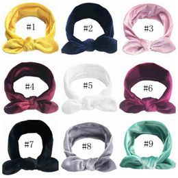 2020 Baby Knot Bow Hair Rope Bunny Ears Headband Gold Velvet Girls Headwear Hair Band Infant Girls Headwraps Hair Accessories 11 Colours