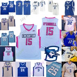 Custom 2022 Creighton Basketball Jersey NCAA College Shereef Mitchell Modestas Kancleris KeyShawn Feazell Trey Alexander Rati Andronikashvili