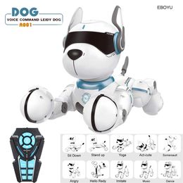 JXD A001 Smart Talking RC Robot Dog Walk & Dance Interactive Pet Puppy Robot Dog Remote Voice Control Intelligent Toy for Kids 201212