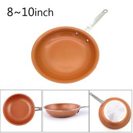 New 8/10 Inch Non-stick Copper Frying Pan With Ceramic Induction Skillet Coating Induction Cooking Pans Kitchen Supplies 201223