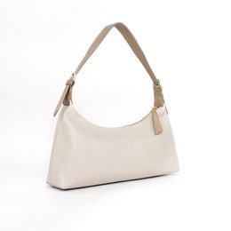 Solid single shoulder underarm bag women's soft leather handbag zipper casual simple style underarm bag