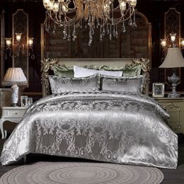 Conjuntos de cama de designer de luxo conjuntos de edredons de cama queen prata sation capa bordado europa conjuntos de cama king size elegantes
