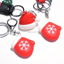 Cartoon Christmas Tree Hat keychain Merry Christmas glove key chain key holders bag hangs fashion Christmas Jewellery