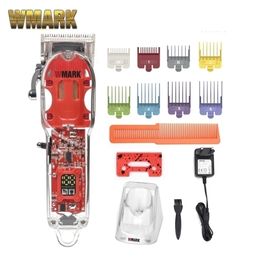 WMARK NG-407 Transparent Style With Charge Stand Professional Rechargeable Clipper Cord & Cordless Hair Trimmer 220216