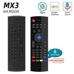 フライエアマウスMX3 x8音声ワイヤレスミニキーボードIR学習2.4GHz 6 Axis Android TV Box PC用リモートコントロール