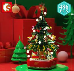 SEMBO Friends Technic Christmas Tree Building Blocks with Music Lighting Effect Bricks Toys Kids Christmas Winter Holiday Gift Q1126