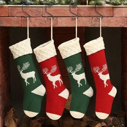 Newest style Christmas socks gift bag home holiday scene decoration arrangement Woollen elk Candy Bag Christmas elk socks T3I51083