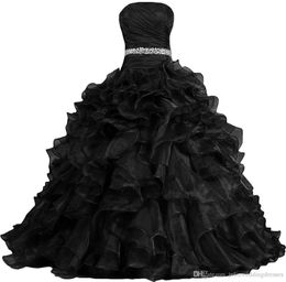 2020 Hign Quality Pretty Ball Gown Quinceanera Dresses Beaded Ruffle Floor Length Lace Up Sweet 16 Dress Special Occasion Prom Gowns