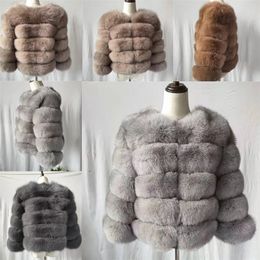 Fashion Coat Short Real Fur Coat Women Natural Fox Fur Coats Winter Nine Quarter Sleeves Warm Clothing Warm Coat 201103