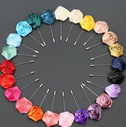 Fashion Rose Flowers Brooches Pins Mini Double Rose Women Men Corsages Brooch For Party Birthday Gifts 27 Colours