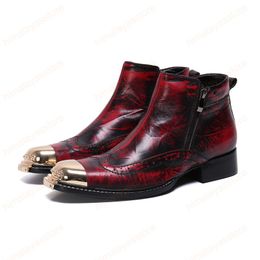 Winter Printing Men Shoes Genuine Leather Boots Fashion Plus Size Ankle Boots Comfortable Boots