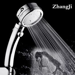 Zhangji plating 3 modes with Switch button shower head Plastic Adjustable bathroom handled newly high pressure shower head Y200109
