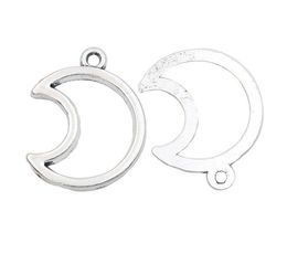 100pcs/lot Tibetan Silver Plated Hollow Moon Charms Pendants for Jewellery Making Bracelet DIY Handmade 27x22mm