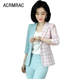 women suits summer Half sleeve Hit Colour blazers pants Office Lady Formal Work clothes women pants suits woman set suits 6120 200923