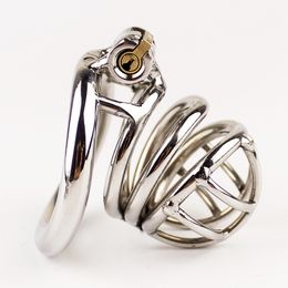 Stainless Steel Small Male Chastity device Adult Cock Cage With Curve Cock Ring Sex Toys For Men Bondage Chastity belt