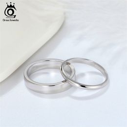 ORSA JEWELS Real 925 Sterling Silver Female Rings Classic Round Shape Simple Style Anniversary Wedding Ring Fashion Jewellery SR73 Y200321