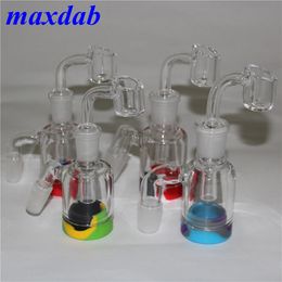 Hookah Ashcatcher 14mm 18mm Glass Ash Catcher 7ML Silicone Container Reclaimer Male With 4mm Quartz Banger Water Bongs Dab Rigs