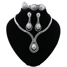 Nigerian Wedding African Costume Jewellery Set Dubai Fashion Charm Necklace Earrings Jewellery sets For Women Party