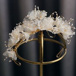 Bride Pearls Tiara Wedding Hair Accessories for Girls Accessori Capelli Crown Diadema Corona Korona Hair Bridal Flower Crowns J0113