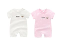 Good Quality Baby Boys Girls Brand Rompers Summer Kids Cartoon Bear Short Sleeve Jumpsuits Newborn Cotton Letters Printed Onesies Infant Romper Toddler Clothes