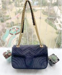 Women Shoulder Bags Classic Velvet Handbag Gold Chain Heart Style Fashion Woman Tote Messenger Top Quality R1732# eh