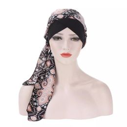2020 Venda Quente De Seda Brilhante Pano De Pano De Pano De Flor Headscarf Hat Flower Headscarf Chapéu Muçulmano Pode Esconder Cabelo Baotou Chapéu
