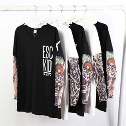 Skull Tattoo Man T-Shirts 100% Cotton Women Tee Shirts Hip Pop Adult Clothes Mommy Dad Jersey Family Tops Long Sleeve Costumes LJ201111