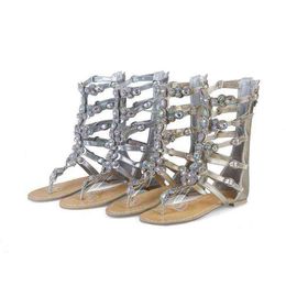 Sandals Rhinestone middle tube sandals large 4women's shoes