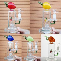 Peach 5 Colours Glass Bong Perk Heady Glass Oil Rig Water Pipe Bongs Wax Dab With Bowl Smoking Pipes 14mm Female Oil Burner Unique Fruit