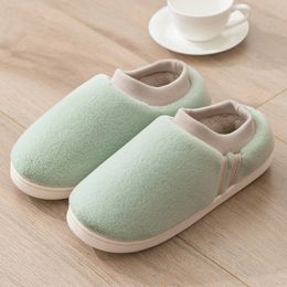 TZLDN Women's Winter Indoor Warm Flat Shoes Luokou cotton slippers Home Bedroom simple home cotton Soft Bottom Slippers Y1120