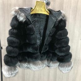 ladies new natural fox fur coat short hat with detachable sleeves three-in-one coat vest coat various ways to wear plus sil 201212