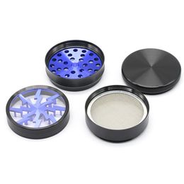 Metal Tobacco Smoking Herb Grinders 63mm Aluminium Alloy With Clear Top Window Lighting Grinders Abrader 3 Styles