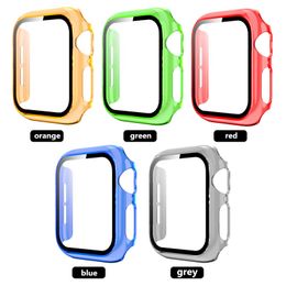 apple watch protector UK - Tempered glass + candy bumper case for iWatch Apple Watch 6 SE 5 4 3 2 1 Screen Protector Bumper Frame Case Glass Film