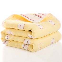 110*110 Cotton Six-Layer Baby Quilt Soft kids Blanket Cover cartoon blanket Bath Towel For Children Blankets(size 110*110) LJ201014