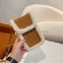 Women Wool Bags wallets Coin Purses Plush Bag Handbags Shoulder Crossbody Bag Casual Tote Lady Leather phonebag