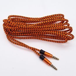 3.5mm Auxiliary Aux Audio Cable Unbroken Metal Fabric Braiede Male Stereo cord 3M for iphone Samsung MP3 Speaker Tablet PC