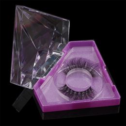 Plastic Diamond shape box false eyelashes packing box 3D mink lash case empty storage box with plastic eyelash tray 10 pcs