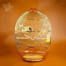 Bird Cages Large Metal Retro Cage Decoration Parrot Lark Thrush Thong Ornamental Golden House Top Hook Easy To Hang Canary