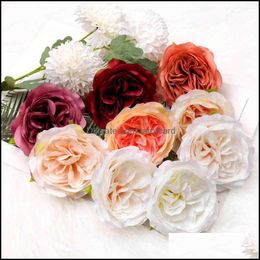 Decorative Flowers & Wreaths Festive Party Supplies Home Garden 11Cm Large White Peony Artificial Silk Flower Heads For Wedding Decoration D