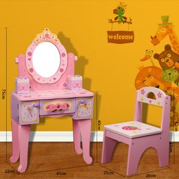 Kids Girls toys Simulation Wooden dressing table 3- Gift for Girl Dressing Table For Baby Girl Children pretend play toys LJ201009