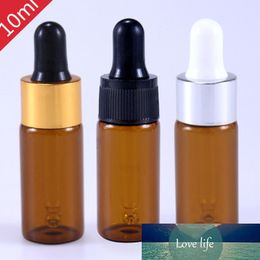 100pcs/lot 10ml amber Empty Dropper Bottle Portable Aromatherapy Esstenial Oil Bottle with Glass Eye Dropper