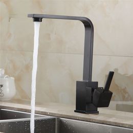Kitchen Faucets Brass Kitchen Sink Water Faucet 360 Rotate Swivel Faucet Mixer Single Holder Single Hole Black Mixer Tap 7115