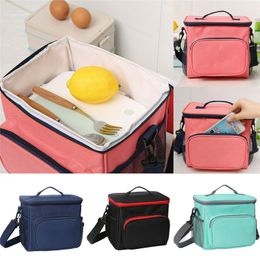 NoEnName-Null Portable Food Thermal Insulated Lunch Bag Large Camping Travel Picnic Cooler Drink Lunch Box Tote for Women Men C0125