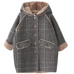 Girls woollen coat children's long thick overcoat 201126
